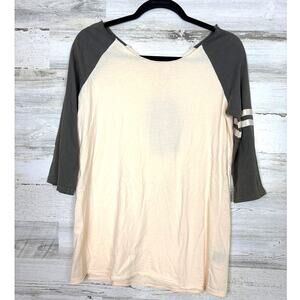 POL Womens S Cream Army Green 3/4 Sleeve Lightweight Summer Shirt Top NWT